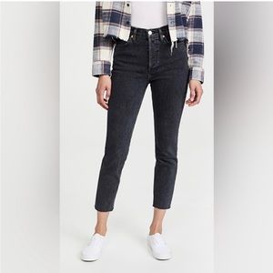 Re/Done 90s High Rise Ankle in Jet Blue Black